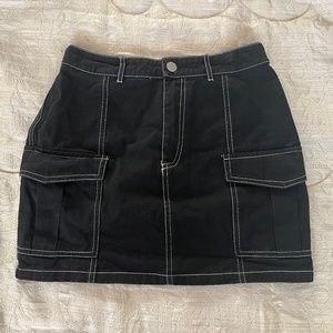 Hesperus Black Denim Skirt with White Stitching